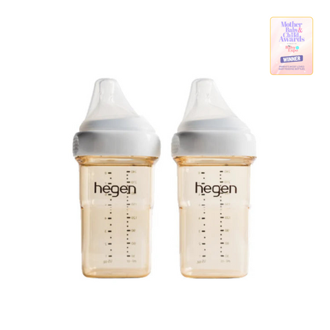Hegen 240ml/8oz Feeding Bottle PPSU, 2-Pack with 2 x Medium Flow Teat (3 to 6 months)