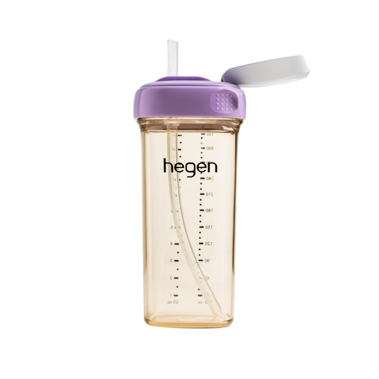 NEW Hegen 330ml/11oz Straw Cup PPSU Purple (9 months and above)