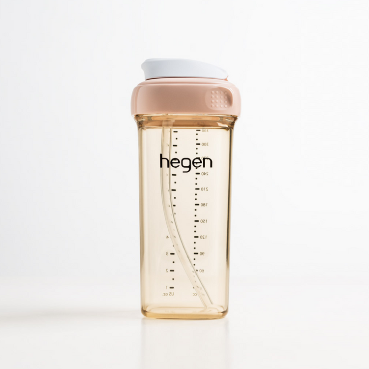 NEW Hegen 330ml/11oz Straw Cup PPSU Pink (9 months and above)