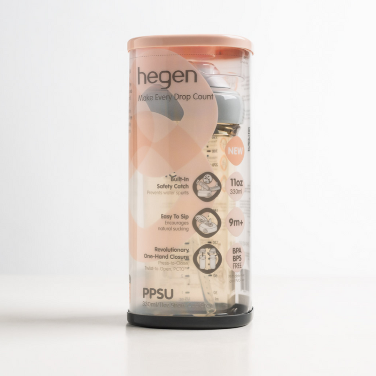 NEW Hegen 330ml/11oz Straw Cup PPSU Grey (9 months and above)