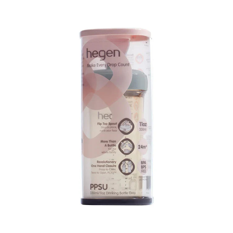 NEW Hegen 330ml/11oz Drinking Bottle PPSU Grey (24 months and above)