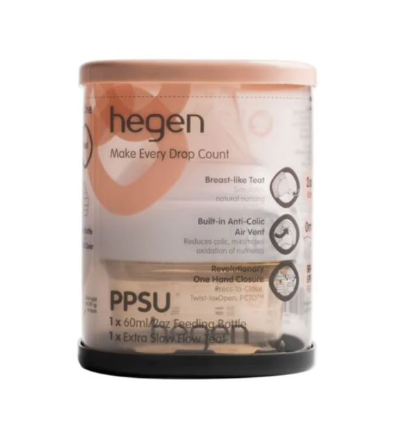 Hegen 60ml/2oz Feeding Bottle PPSU with Extra Slow Flow Teat (0 months)