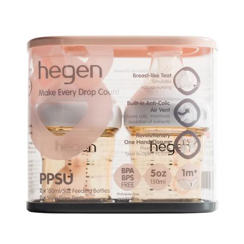 Hegen 150ml/5oz Feeding Bottle PPSU 2-Pack with 2 x Slow Flow Teat (1 to 3 months)