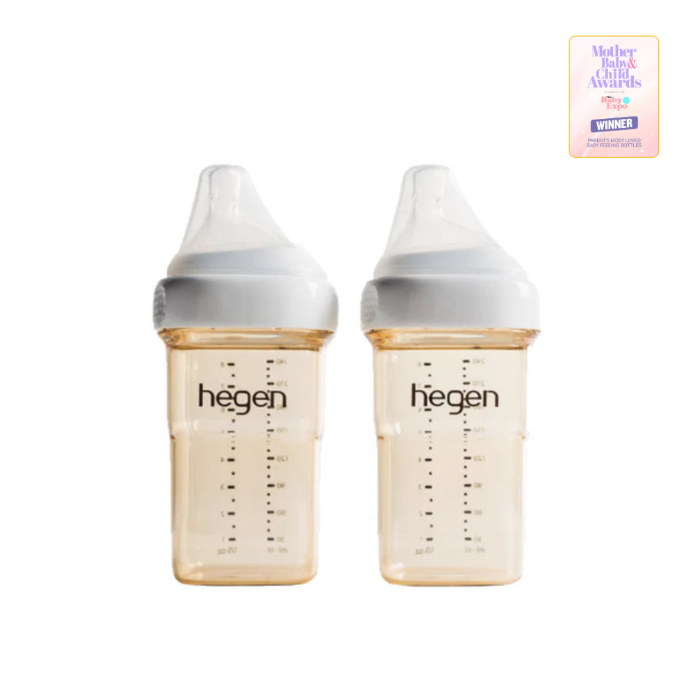 Hegen  240ml/8oz Feeding Bottle PPSU, 2-Pack with 2 x Medium Flow Teat (3 to 6 months)
