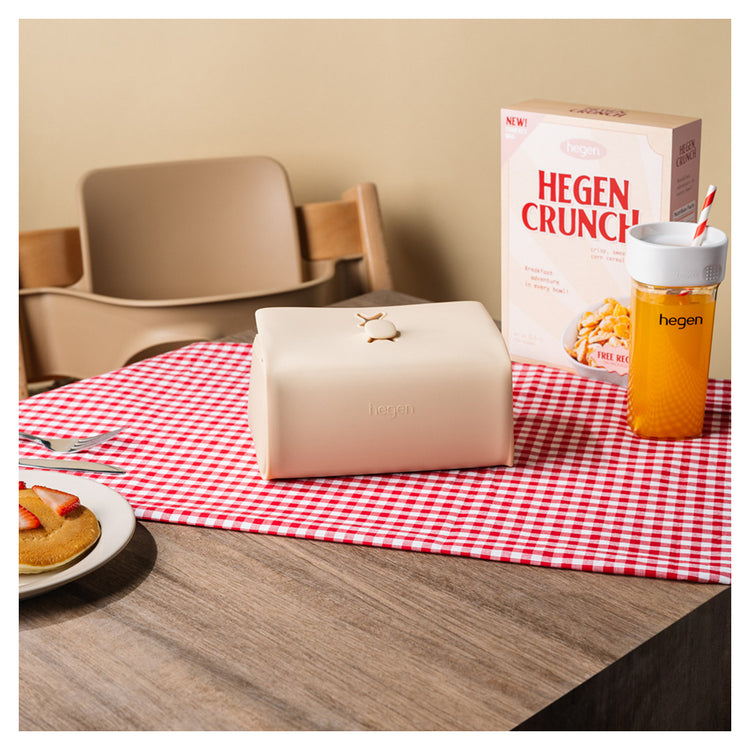 Hegen Mealtime Starter Kit with Foldable Placemat Taupe