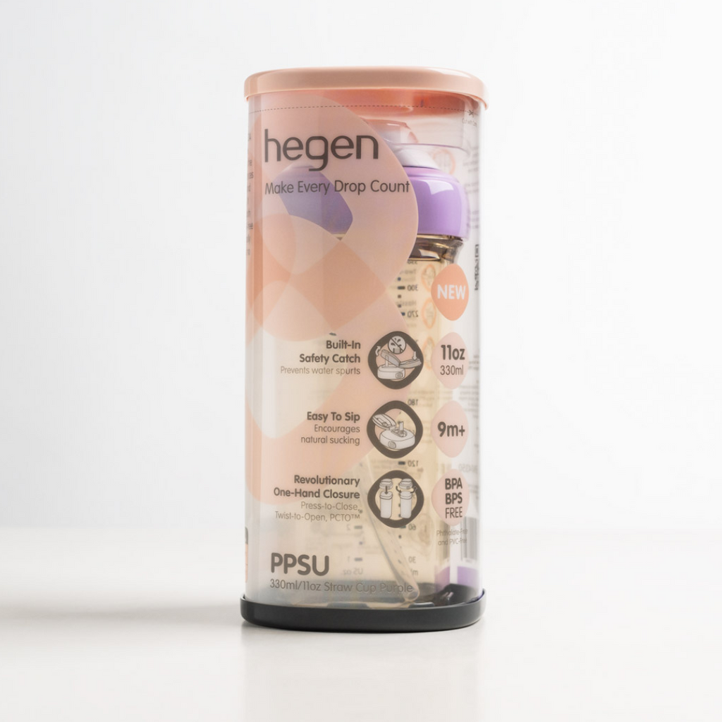 NEW Hegen 330ml/11oz Straw Cup PPSU Purple (9 months and above)