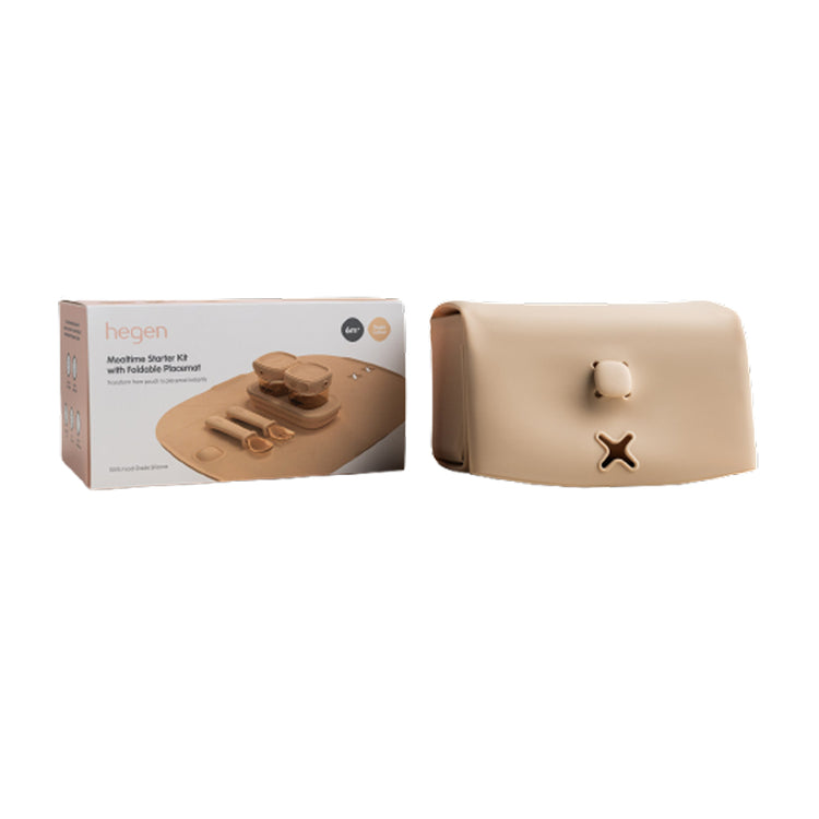 Hegen Mealtime Starter Kit with Foldable Placemat Taupe