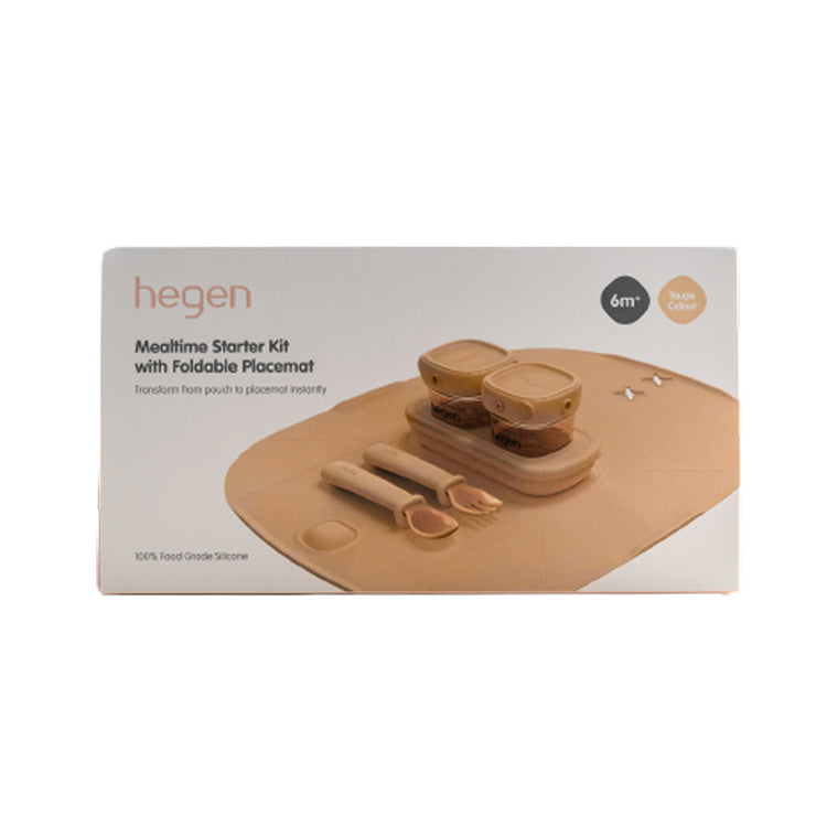 Hegen Mealtime Starter Kit with Foldable Placemat Taupe