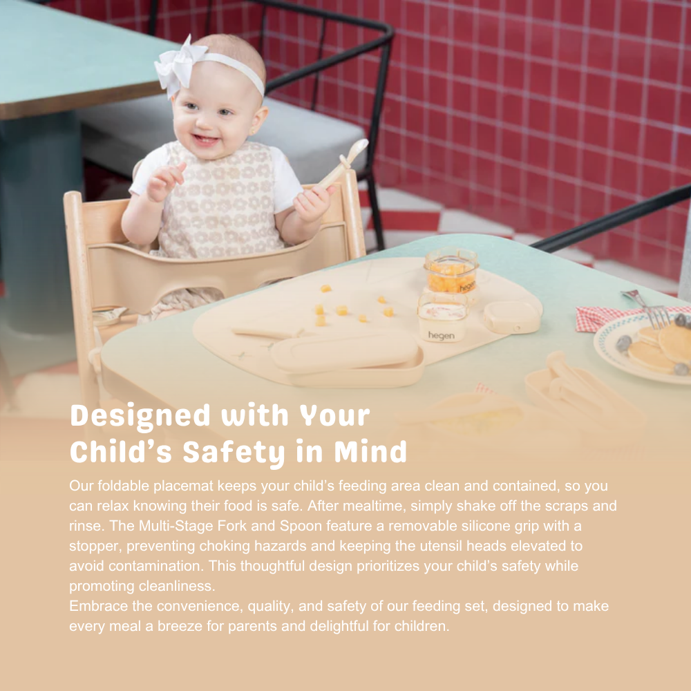 Hegen Mealtime Starter Kit with Foldable Placemat Taupe