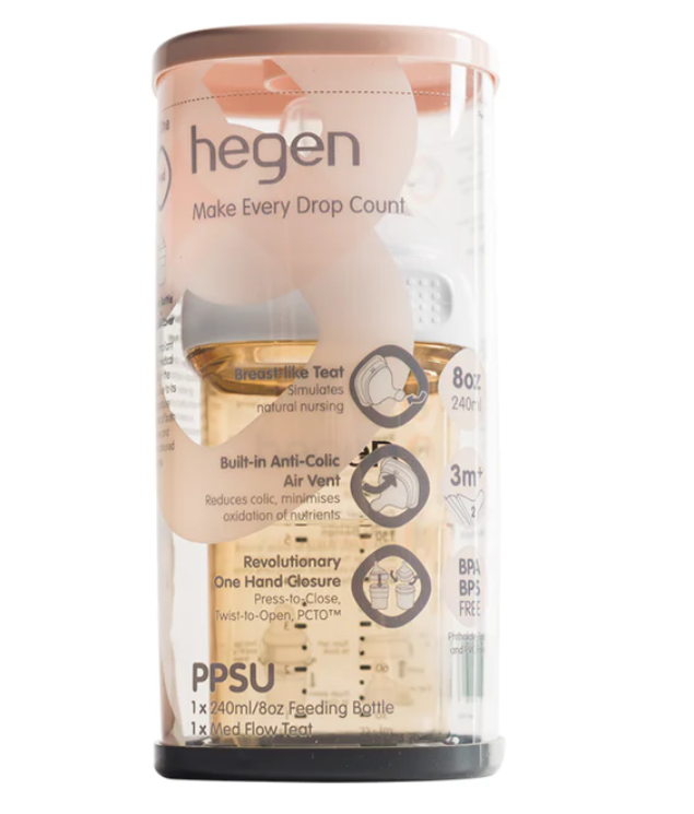 Hegen  240ml/8oz Feeding Bottle PPSU with Medium Flow Teat (3 to 6 months)